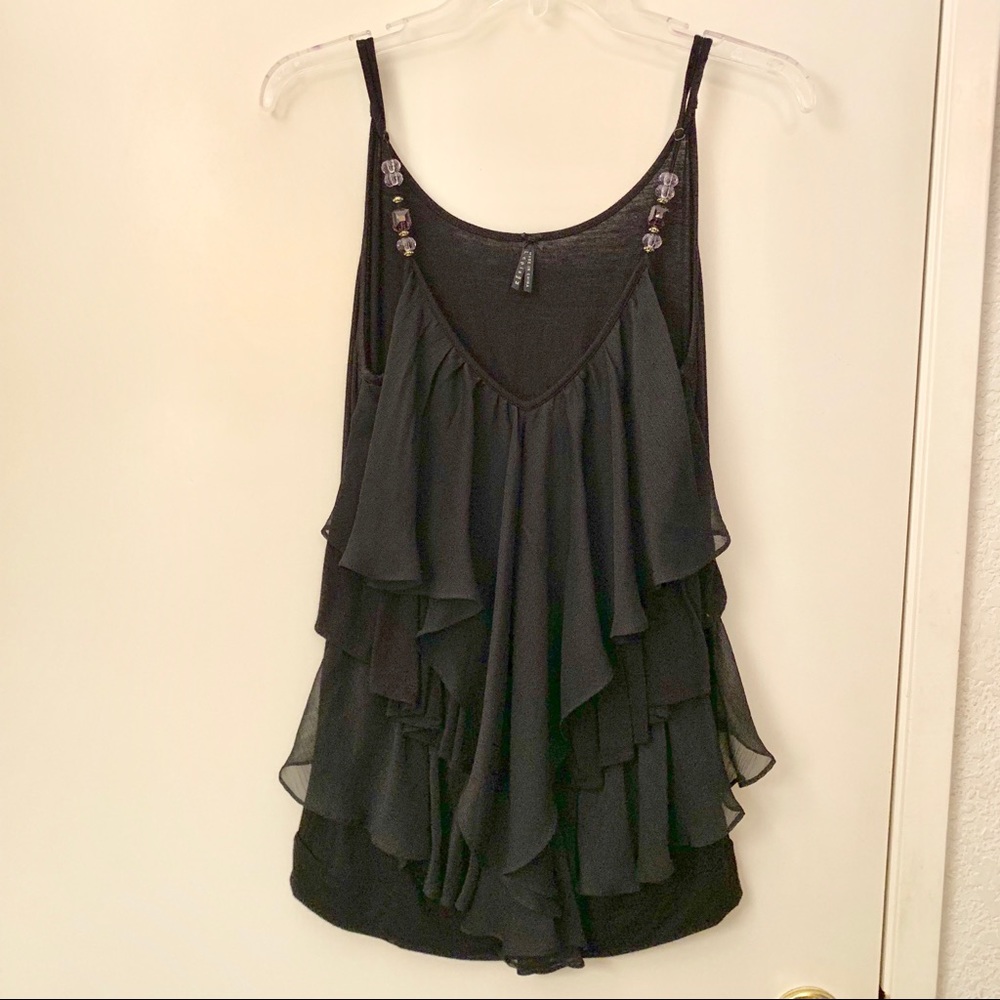 Ruffle front beaded tank cami